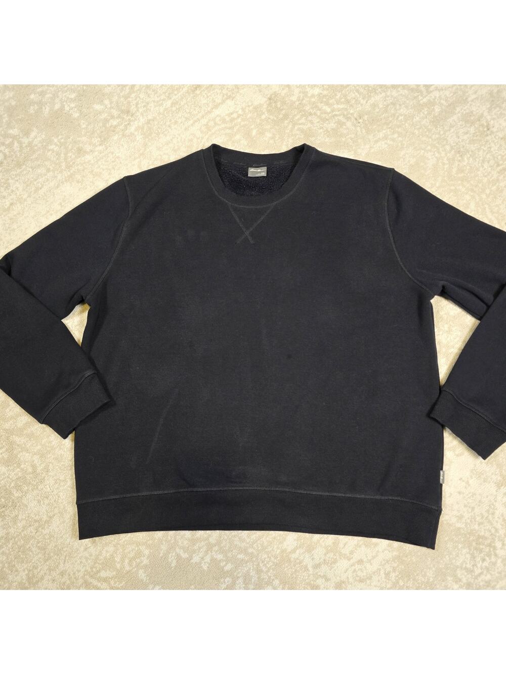 Eddie Bauer Crewneck Sweatshirt Pullover Black Lined Men's 2XL - See Pictures